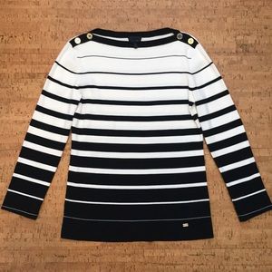 Striped 3/4 sleeve knit top by Escada Sport